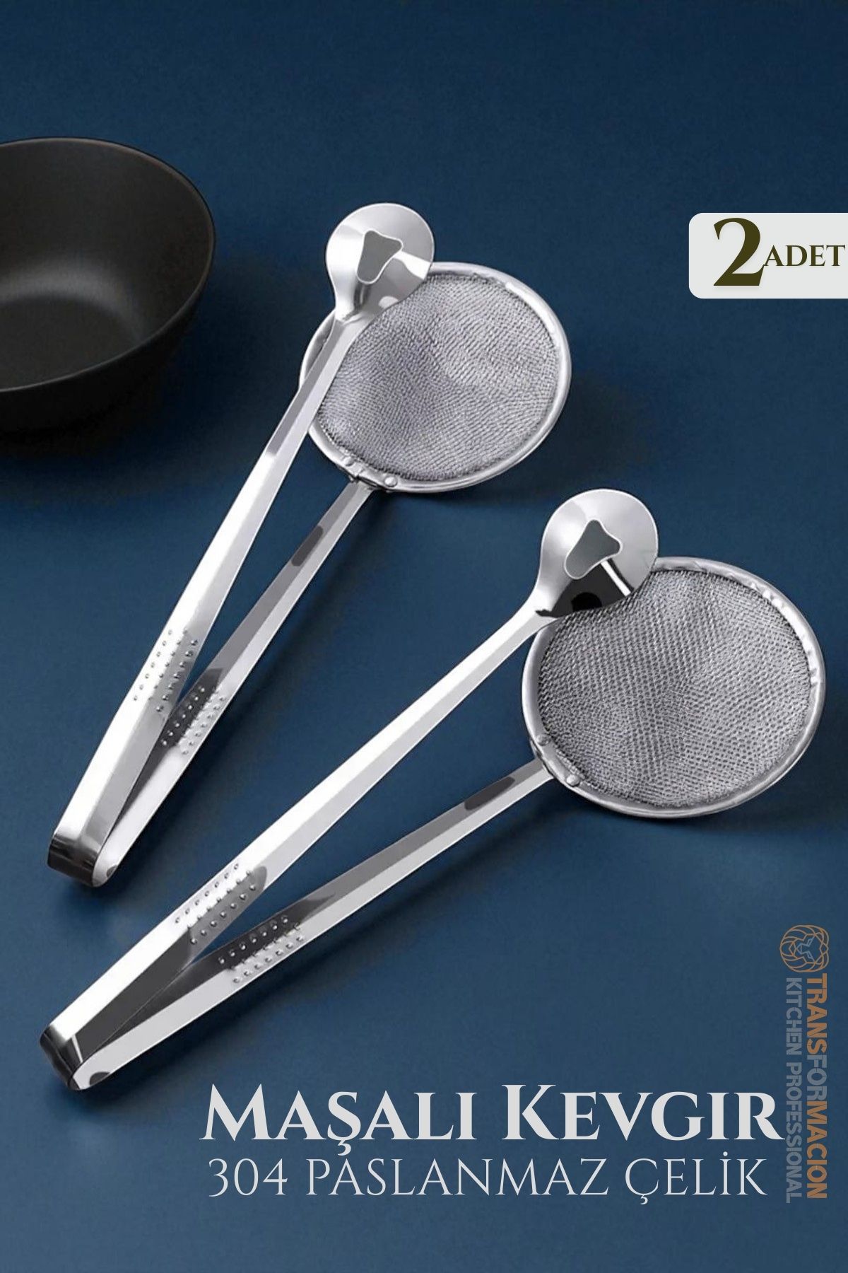 Maşalı Kevgir - Kızartma Maşası - Kızartma Süzgeci Multi 2 ADET 