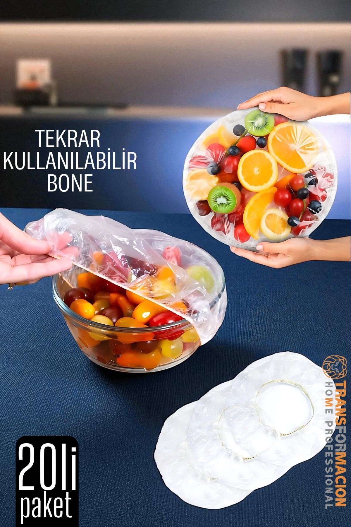 Esnek Kase Bonesi – 20 Adet, 25 cm’e Kadar Uyumlu, Tekrar Kullanılabilir Tabak Bone 