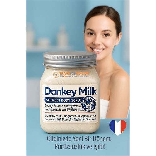 TransForMacion Donkey Milk Vücut Peelingi 500 ml - Ölü Deri Temizleyici, Cilt Aydınlatıcı ve Yoğun Nemlendirici Vücut Scrubı 722096