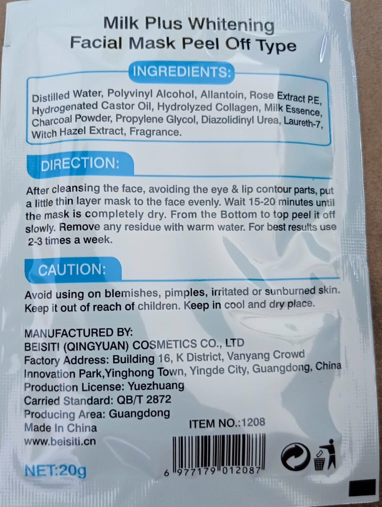 Milk Plus Siyah Maske – Yüz Maskesi Peel-Off, Beyazlatıcı Etkili 722105