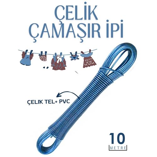 TransForMacion 10 mt Çelik Çamaşır İpi Pvc Kaplı Dayanıklı Çamaşır İpi Balkon Çamaşır İpi 422513