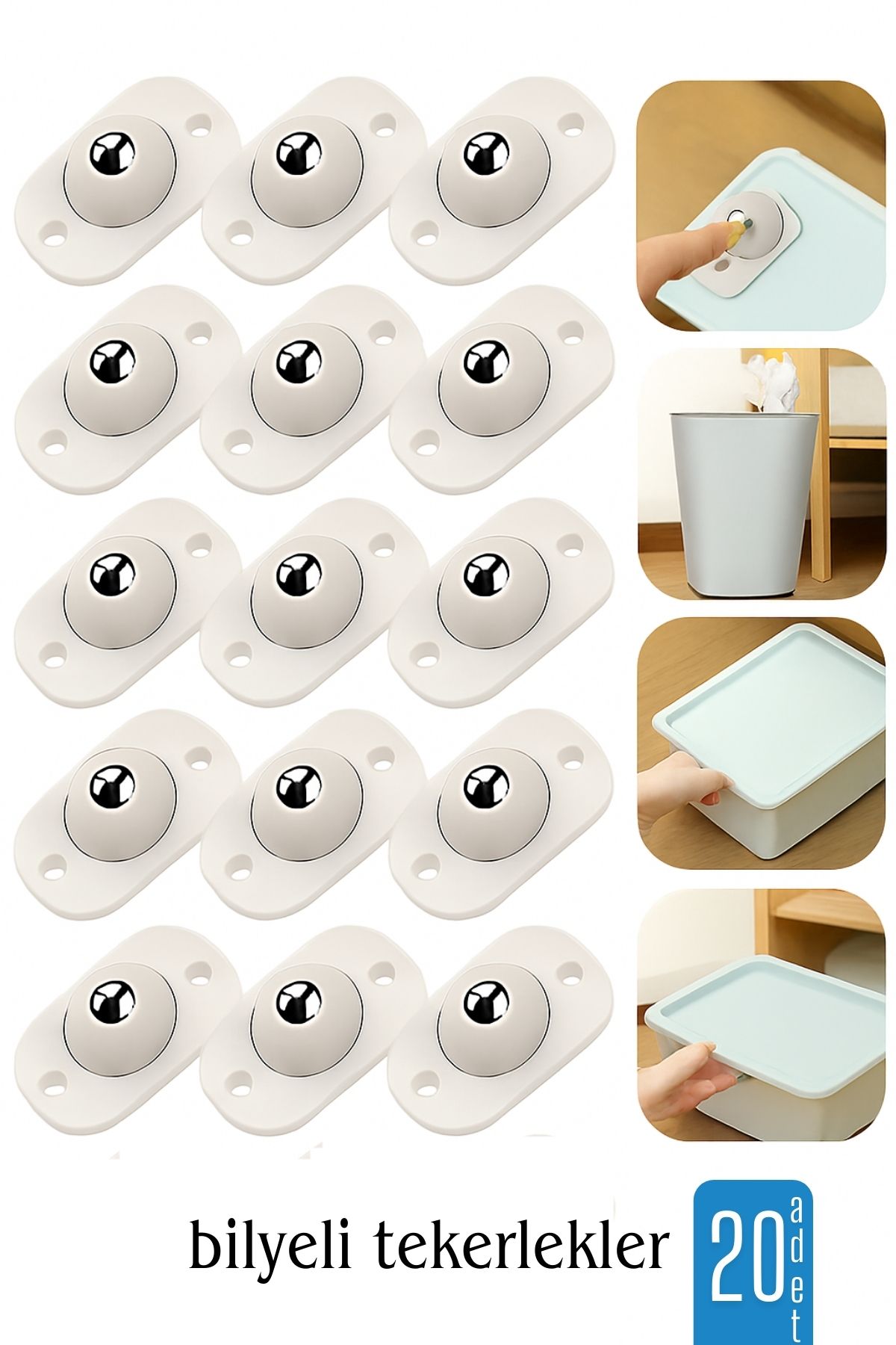20 li Bilyeli Tekerlek Eşya Kaydırma Aparatı Yapışkanlı Set 360D 722125