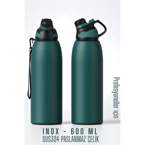 TransForMacion Inox Çelik Termos - 600 ml  SUS304 Çelik Termos Profesyonel YEŞİL 722128