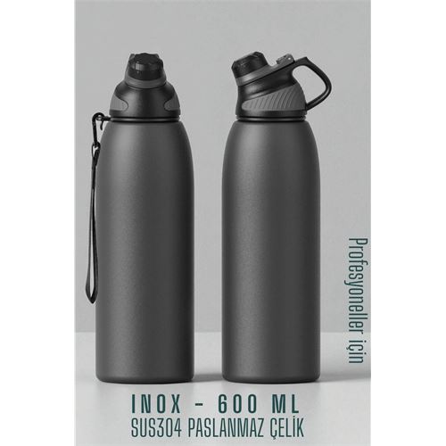 TransForMacion Inox Çelik Termos - 600 ml  SUS304 Çelik Termos Profesyonel GRİ 722129