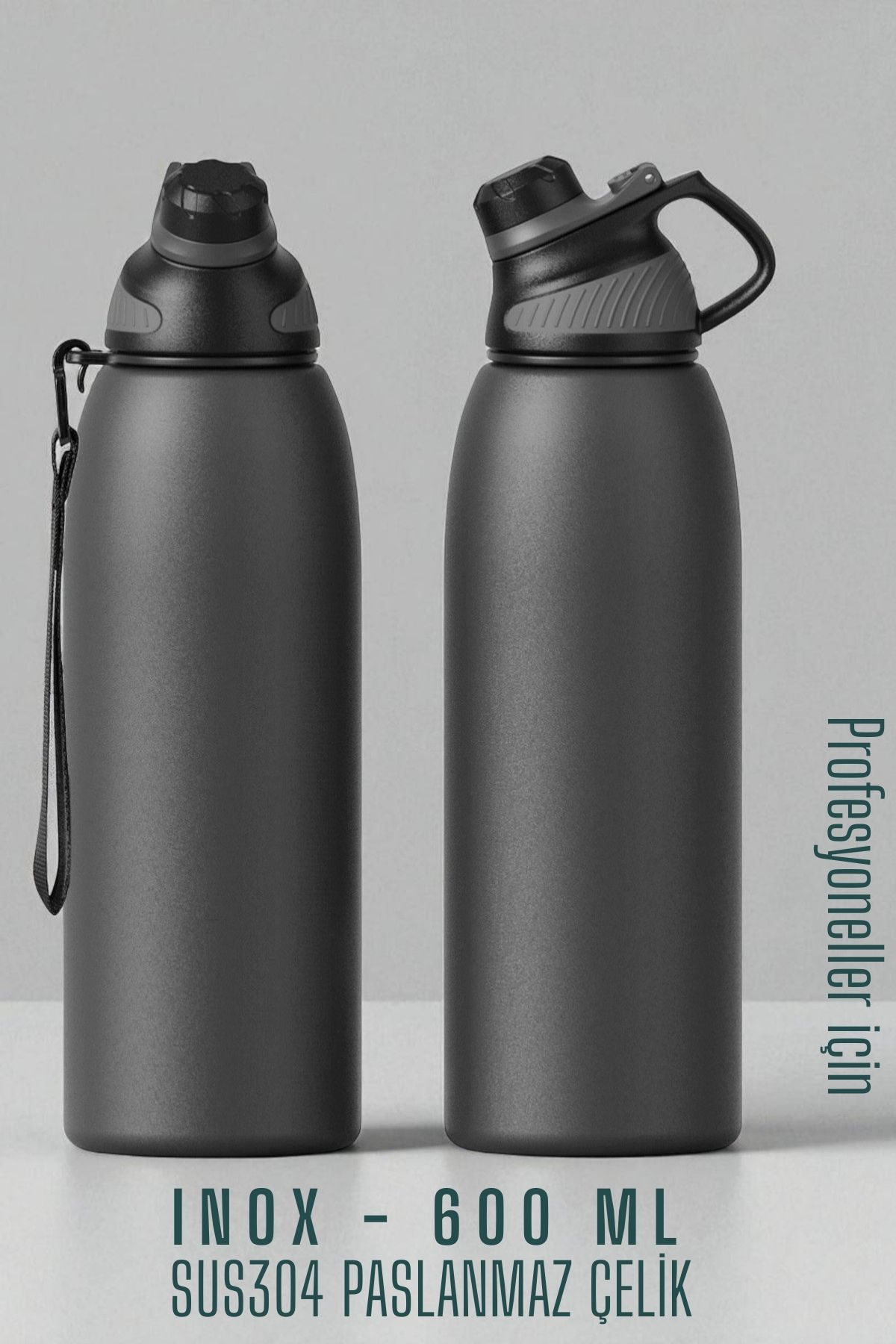 Inox Çelik Termos - 600 ml  SUS304 Çelik Termos Profesyonel GRİ 722129