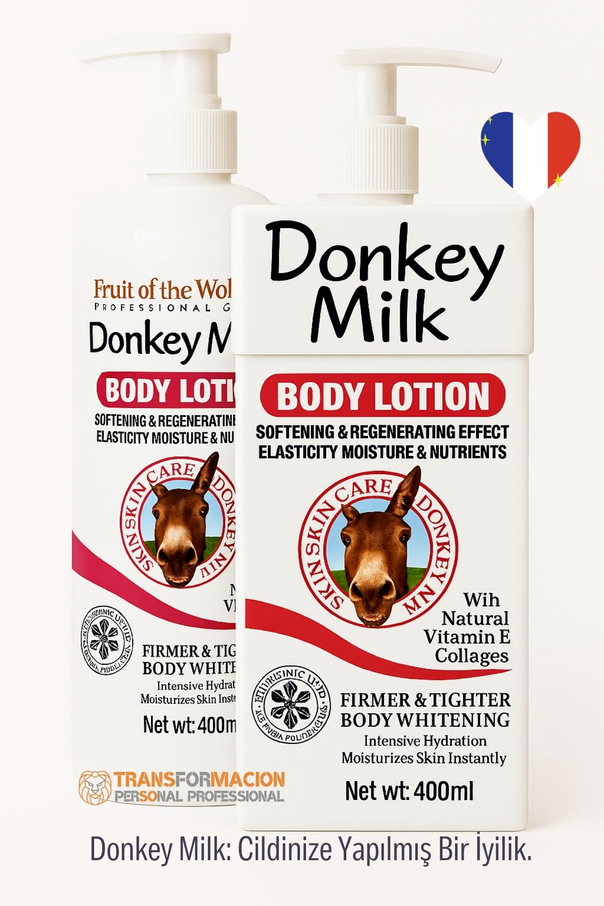 Donkey Milk Eşek Sütü Vücut Losyonu & Bakım Kremi 400 ml Nemlendirici Sıkılaştırıcı Işıltı Veren 