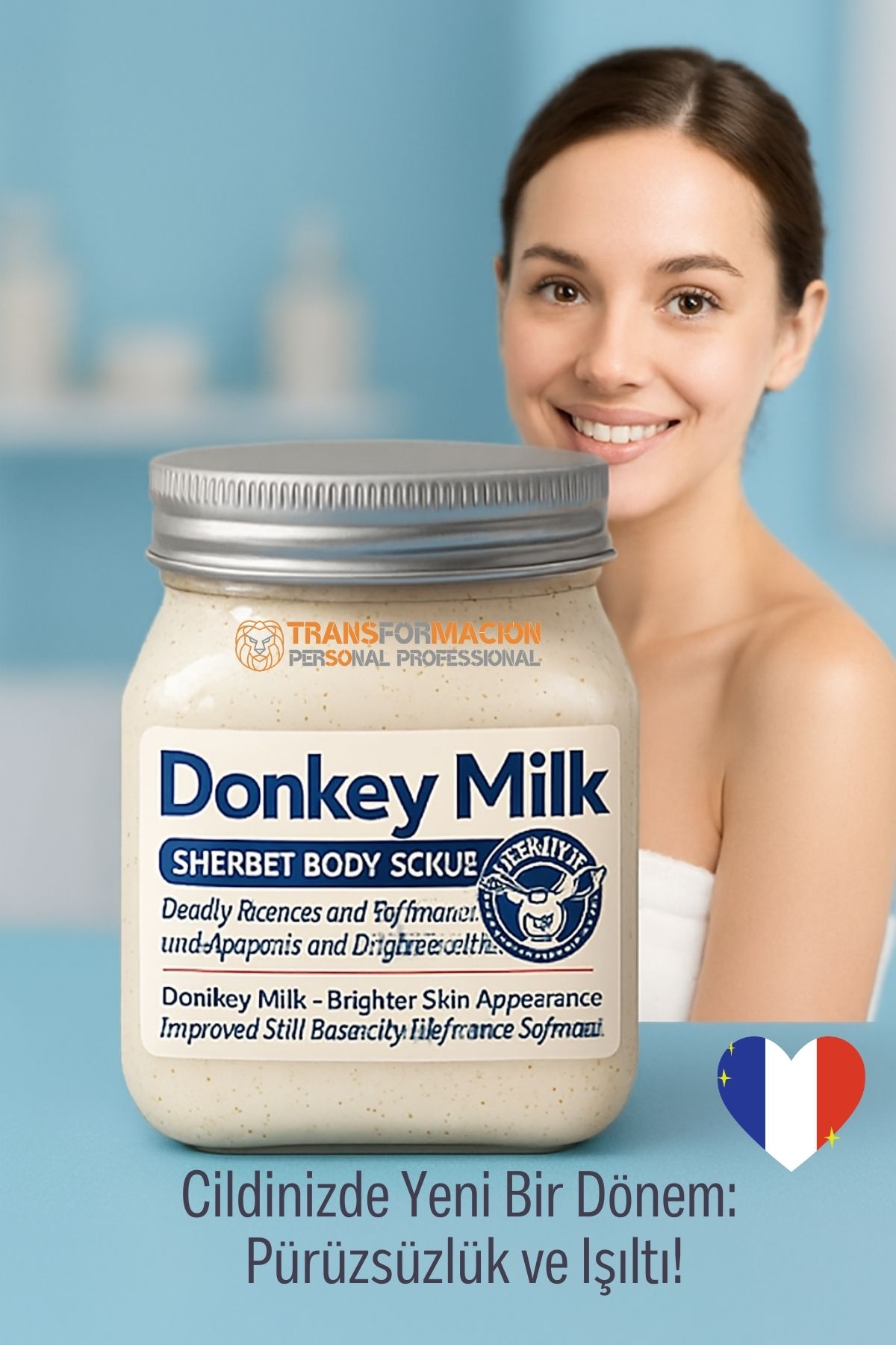 Donkey Milk Vücut Peelingi 500 ml - Ölü Deri Temizleyici, Cilt Aydınlatıcı ve Yoğun Nemlendirici Vücut Scrubı 