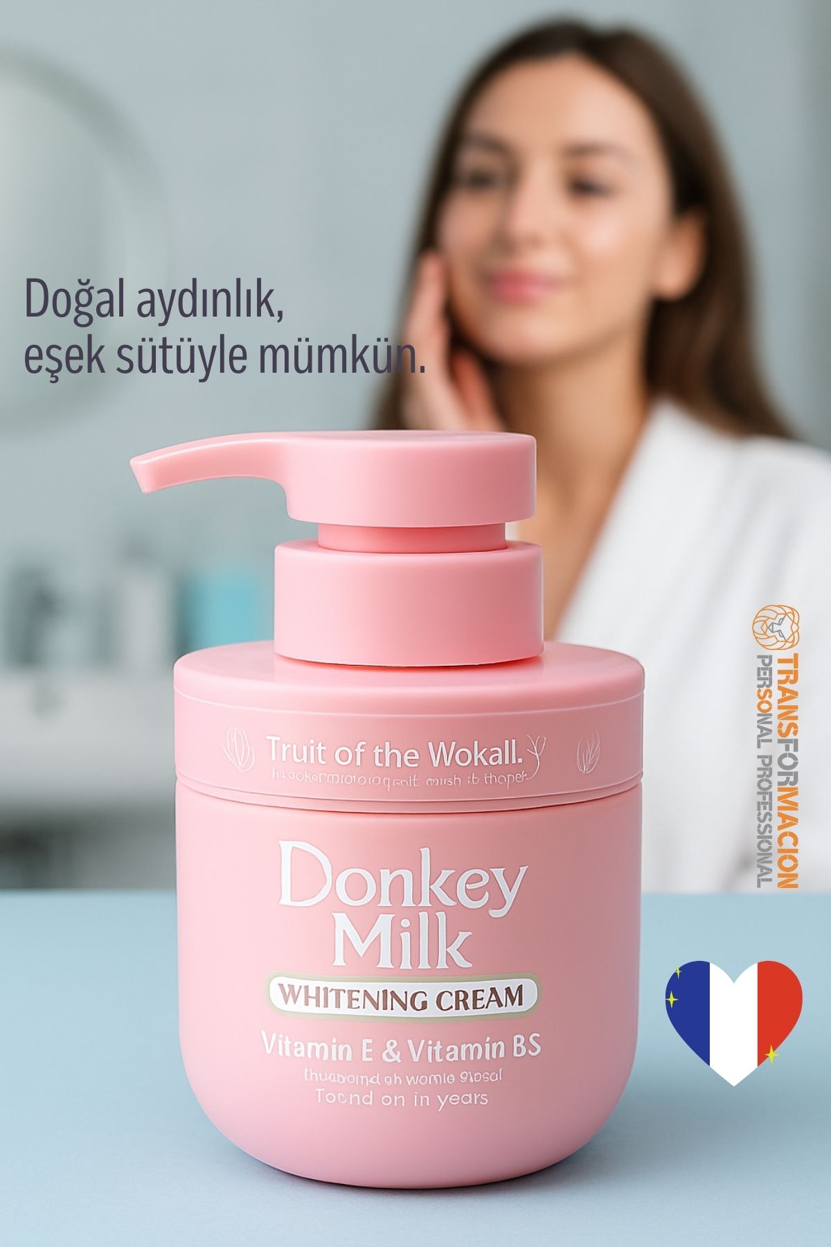 Eşek Sütlü Beyazlatıcı Krem Vitamin E/B5 400 ml, Vitaminli Cilt Tonu Eşitleyici