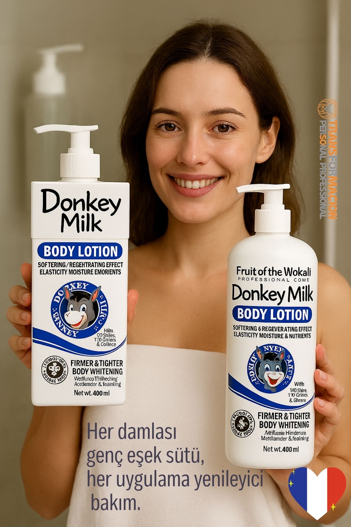 Genç Eşek Sütlü Vücut Losyonu & Bakım Kremi 400 ml Nemlendirici Sıkılaştırıcı Işıltı Veren Cilt Bakım Ürünü 400 ML 