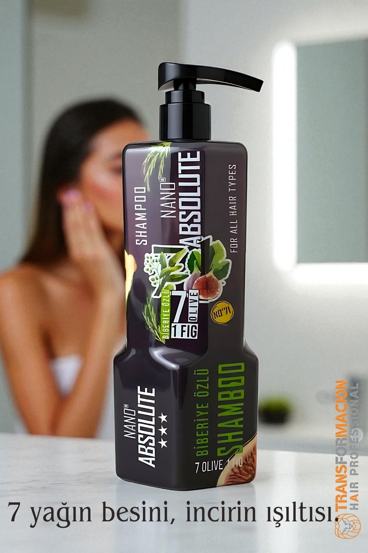Profesyonel Nano Absolute Şampuan – 7 Zeytinyağı & İncir Özlü, 1000 ml