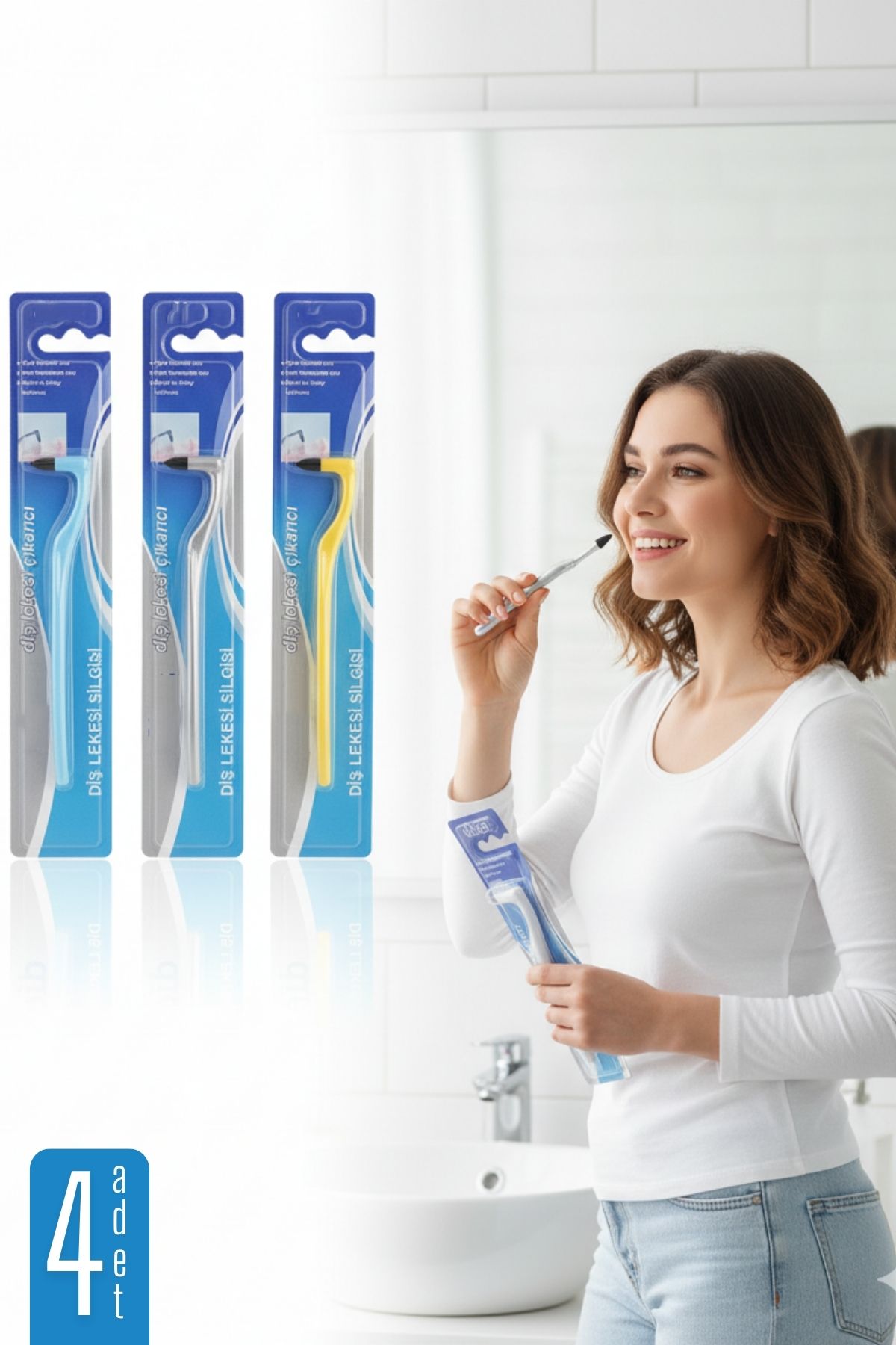 4 lü Diş Taşı Temizleyici Diş Beyazlatıcı ve Diş Silgisi Aile Paketi