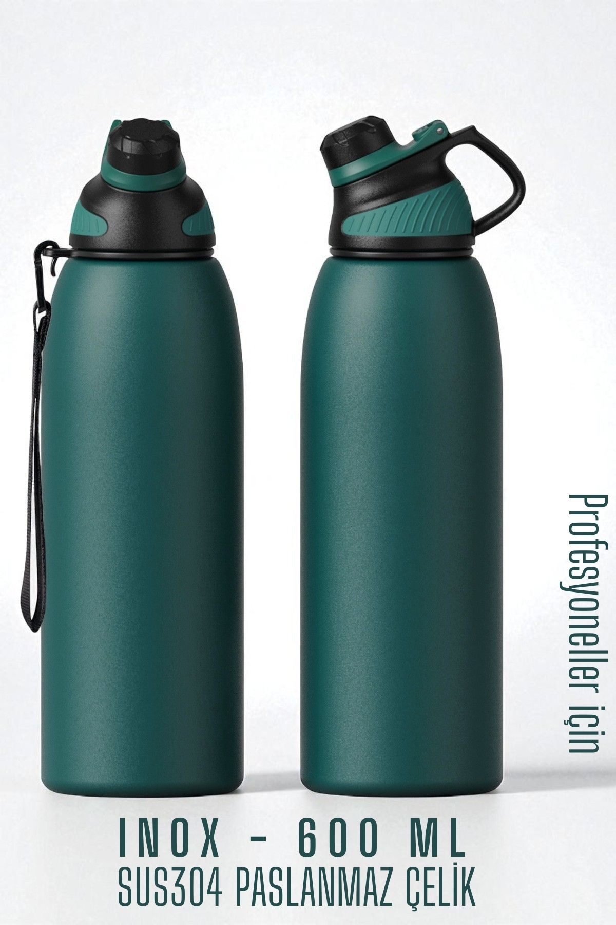 Inox Çelik Termos - 600 ml  SUS304 Çelik Termos Profesyonel YEŞİL 