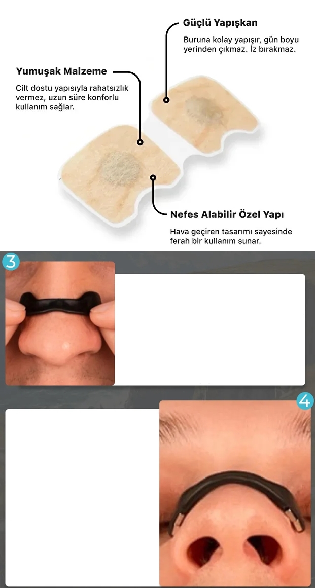 Manyetik Burun Bandı - 2 AYLIK Sporcu Burun Bandı - Horlama Önleyici Azaltıcı - 4 Farklı Boyut 722150