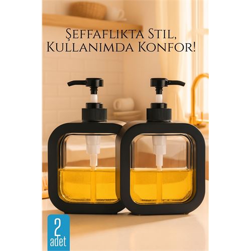 TransForMacion  Pompalı Dispenser Sabunluk Seti – Şeffaf Gövde, Modern Tasarım | Sıvı Sabun, Şampuan, Losyon İçin 722161