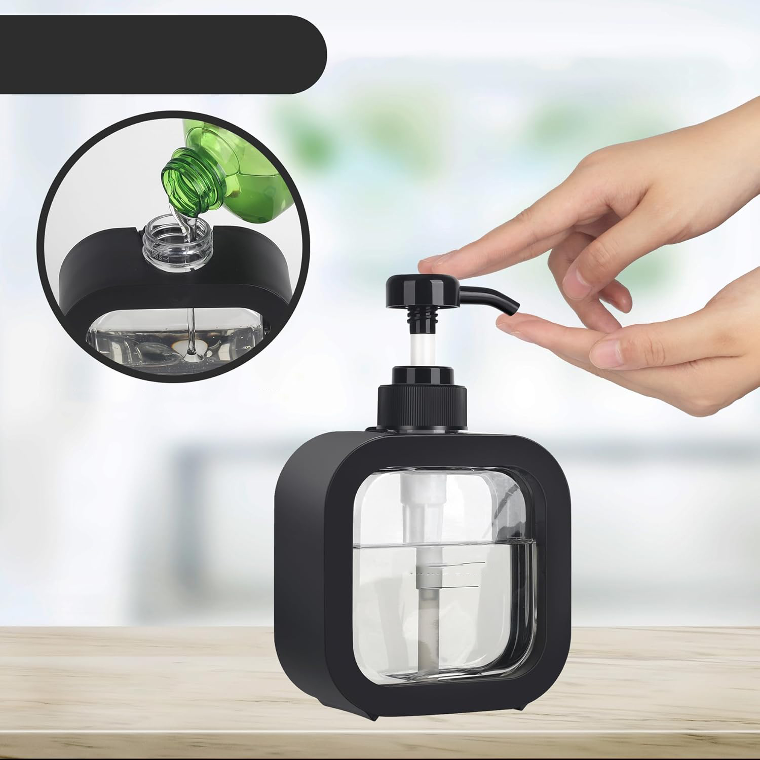  Pompalı Dispenser Sabunluk Seti – Şeffaf Gövde, Modern Tasarım | Sıvı Sabun, Şampuan, Losyon İçin 722161