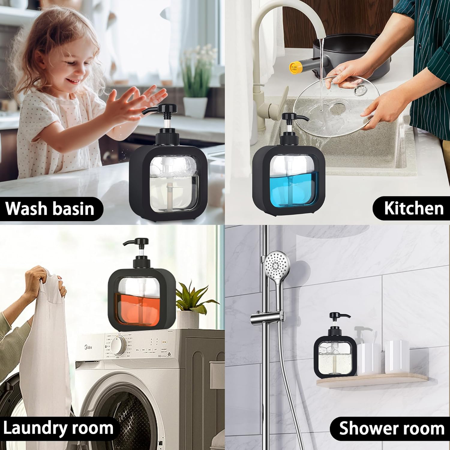  Pompalı Dispenser Sabunluk Seti – Şeffaf Gövde, Modern Tasarım | Sıvı Sabun, Şampuan, Losyon İçin 722161