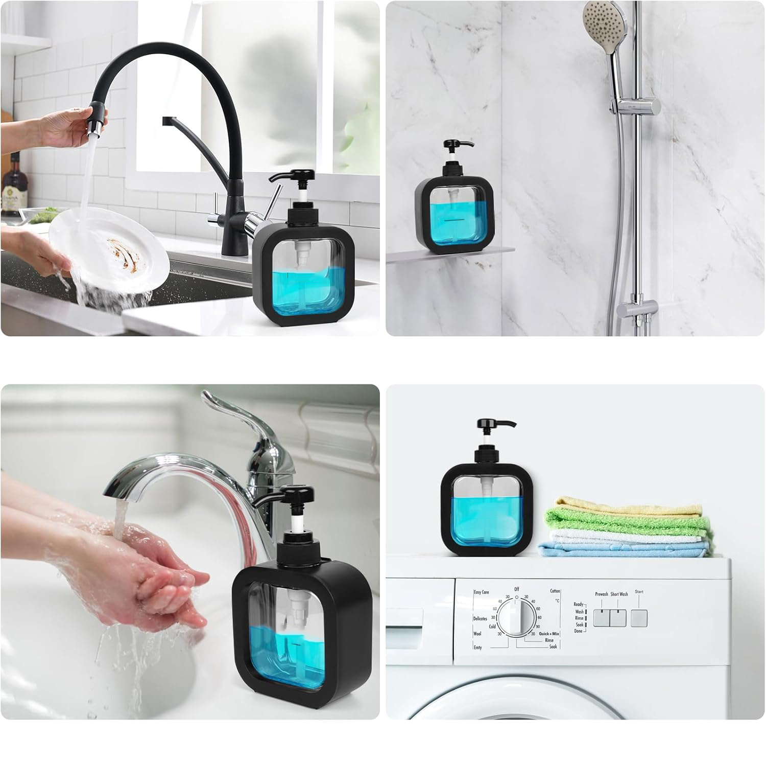  Pompalı Dispenser Sabunluk Seti – Şeffaf Gövde, Modern Tasarım | Sıvı Sabun, Şampuan, Losyon İçin 722161