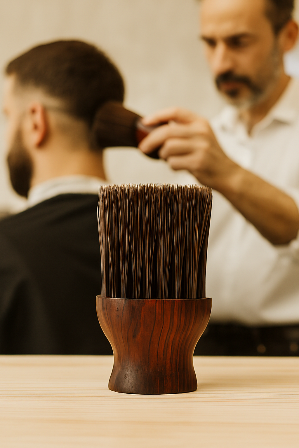 Berber Ense Fırçası Saç Temizleme Fırçası - Berber Temizlik Fırçası Masif Ahşap  722165