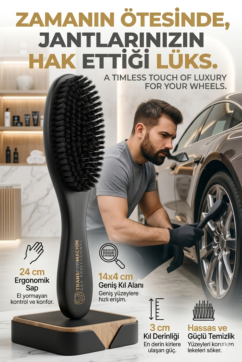 Jant Temizlik Fırçası Hassas Jant Temizleme Fırçası Ahşap Saplı 722170