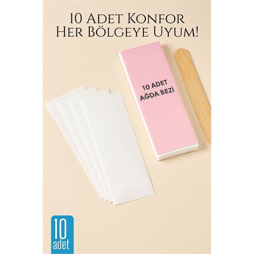 TransForMacion 10’lu Ağda Bezi Seti + Spatula | Her Bölgeye Uyumlu | Evde Pratik Tüy Alma İçin 715913