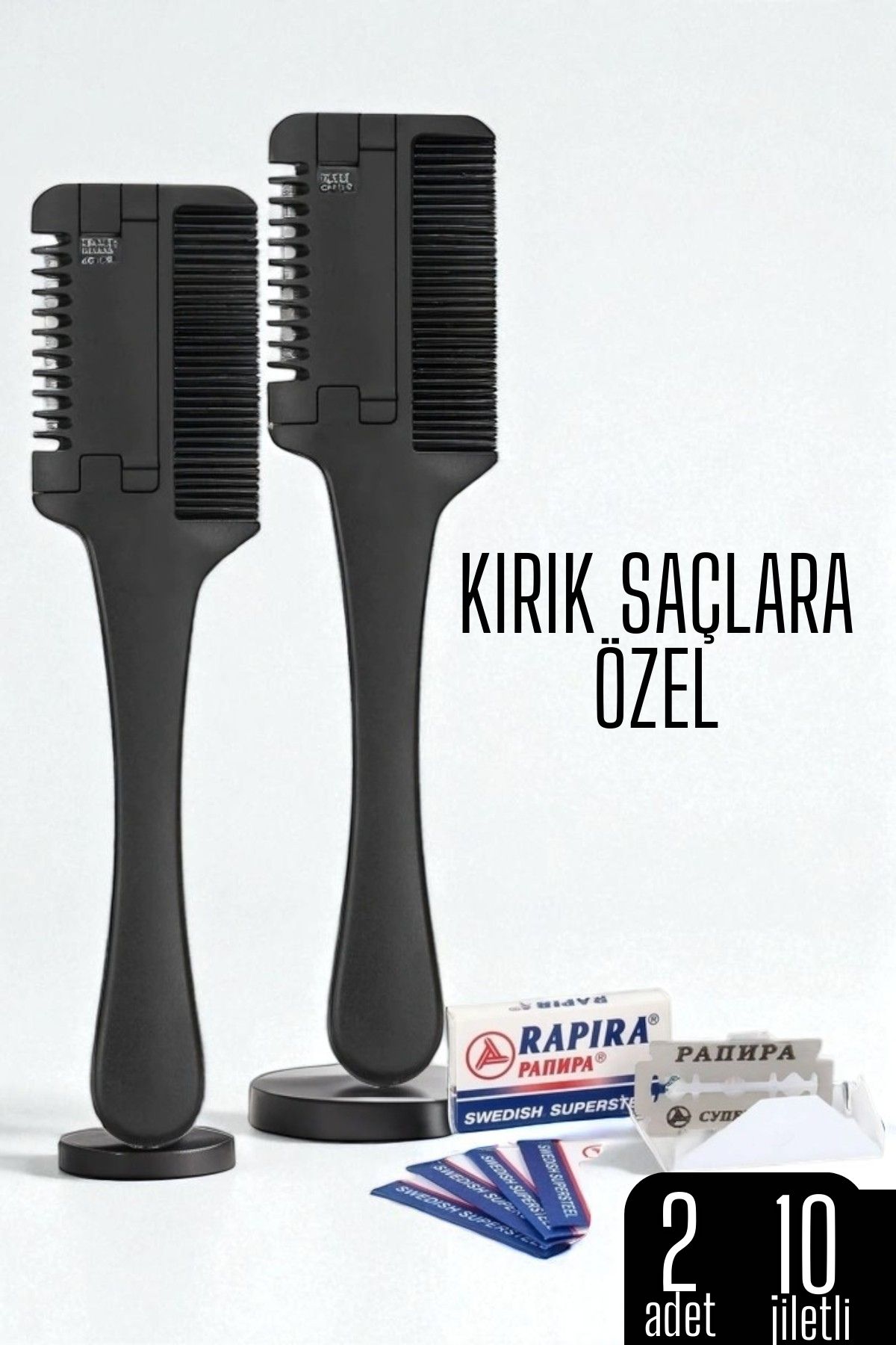 Saç İnceltme ve Şekillendirme Tarağı Çift Fonksiyonlu Saç Kırığı İçin Saç İncelten Jiletli Tarak 719977