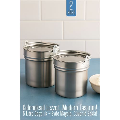 TransForMacion 2 li Yoğurt Bakracı – Paslanmaz Çelik 5 Litre |  Kapaklı, Hijyenik ve Dayanıklı 719597