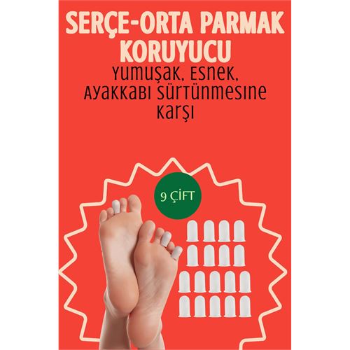 TransForMacion 9 Çift Silikon Parmak Koruyucu – Serçe ve Orta Parmak Uyumlu | Yumuşak, Esnek, Ayakkabı Sürtünmesine Karşı 722172