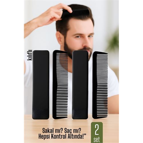 TransForMacion 2 li Kılıflı Cep Tarağı – 14 x 3 cm | Kompakt, Şık ve Taşınabilir Erkek Bakım Tarağı 722175