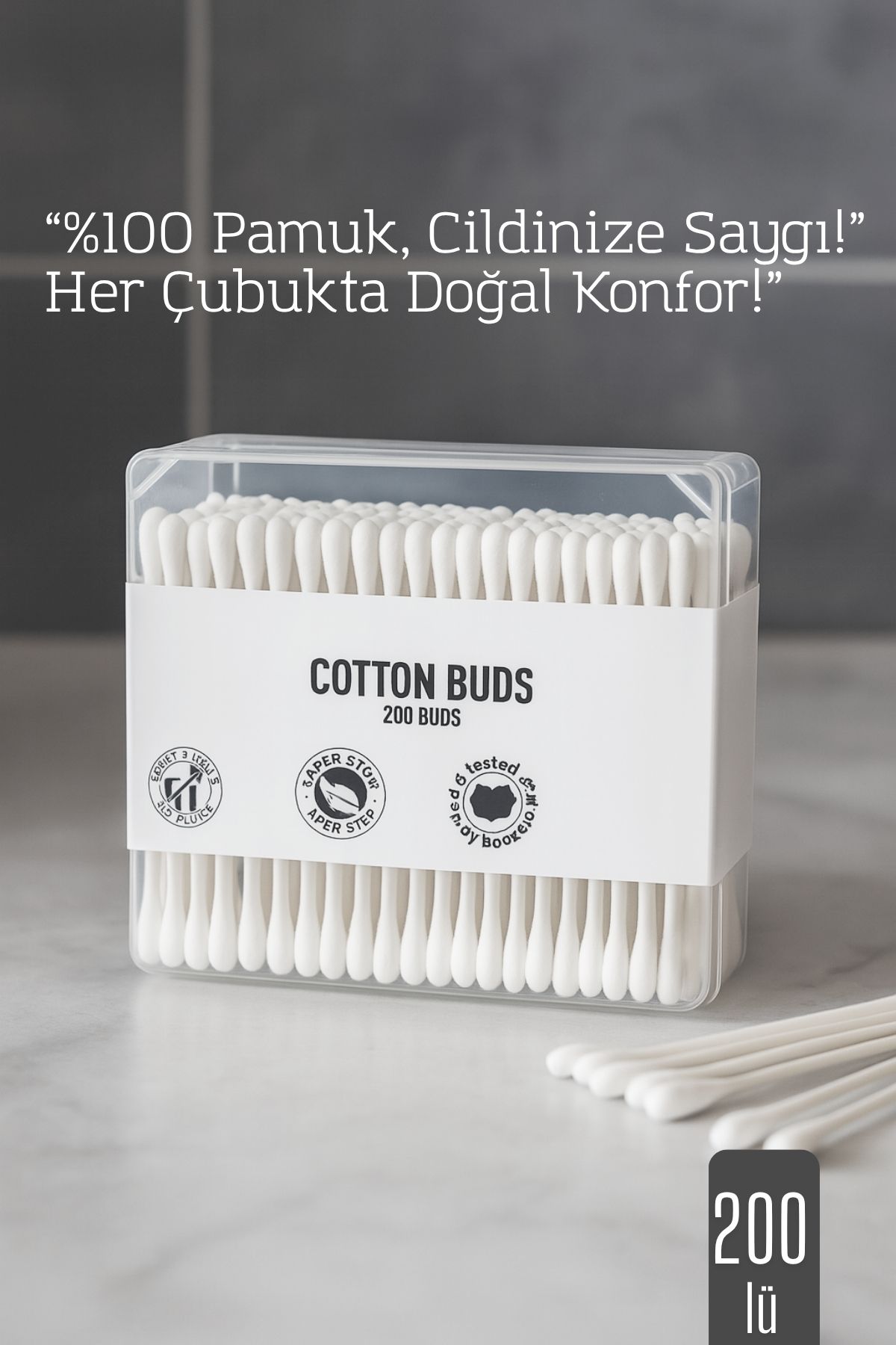 %100 Pamuk Kulak Çubuğu – 200’lü Paket 714421