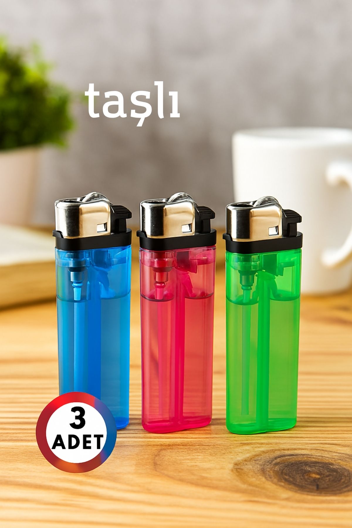 3’lü Taşlı Çakmak Seti – Renkli Gövde | Gazlı, Ekonomik ve Güvenli Kullanım 715893