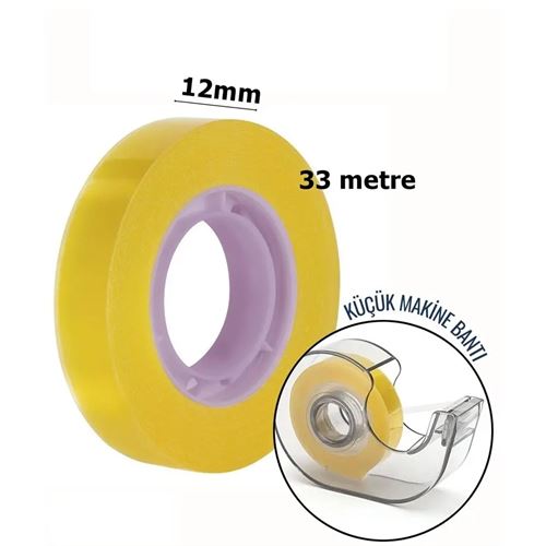 Transformacion Para Bandı Küçük Makinelere 12MM 33 mt Küçük Makine Bandı – Şeffaf Bant | Masa Üstü Dispenser Uyumlu 716920