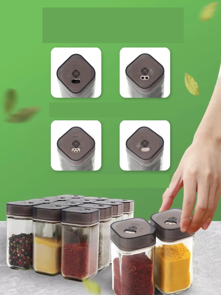 Cam Tuzluk Baharatlık – 360° Döner Kapaklı | 3 Delik Tipiyle Ayarlanabilir Akış  6 ADET 722180