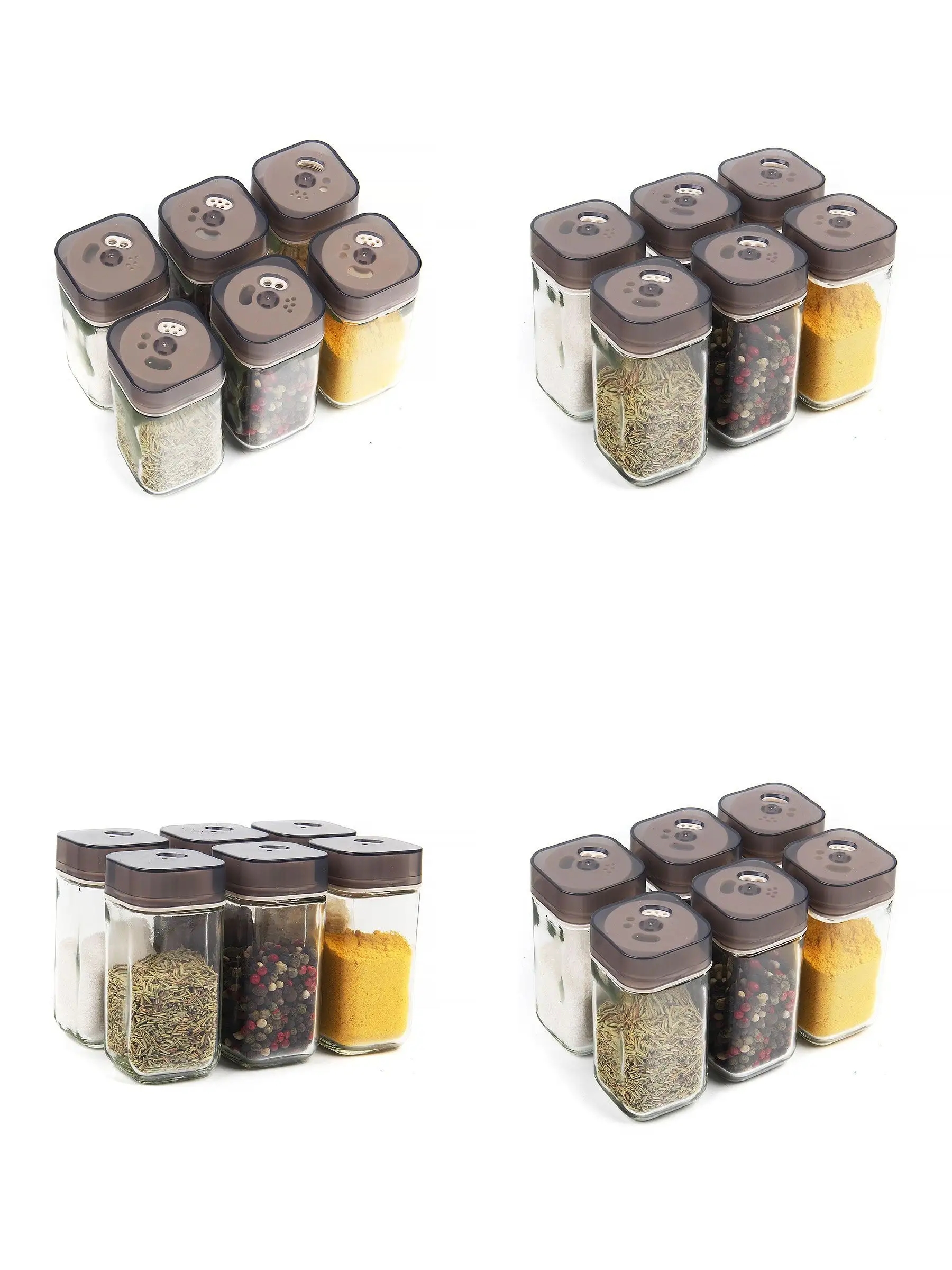 Cam Tuzluk Baharatlık – 360° Döner Kapaklı | 3 Delik Tipiyle Ayarlanabilir Akış  6 ADET 722180