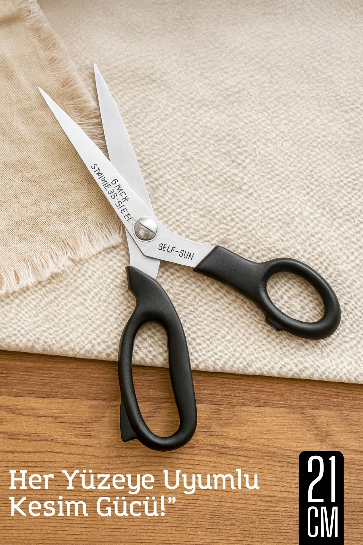 Çok Amaçlı Makas – 21 cm Uzunluk | 11 cm Kesim Bıçağı | Paslanmaz Çelik, Ergonomik Sap 722183