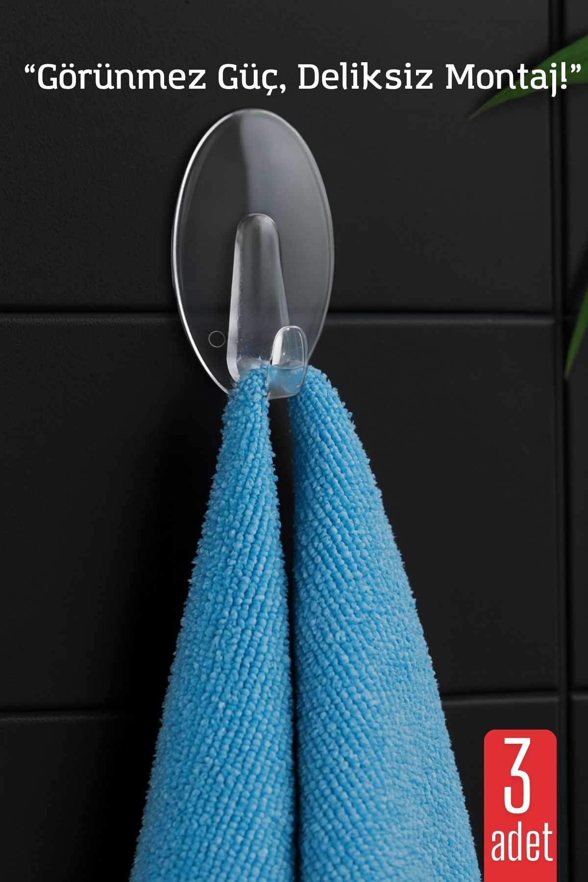 3 lü Şeffaf Kendinden Yapışkanlı Duvar Askısı – 5.5 x 3.2 cm | İz Bırakmaz, Güçlü Tutuş 722185