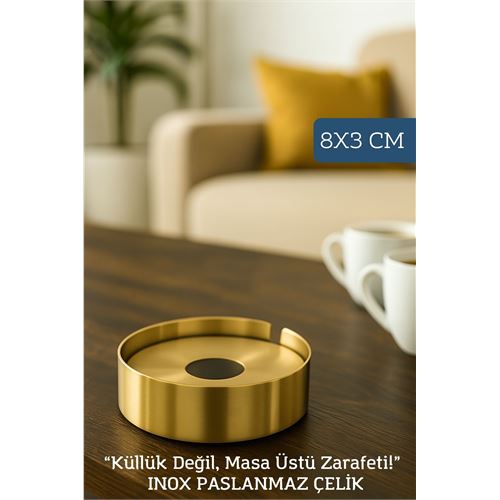 TransForMacion Gold Inox 1 MM Scotch Çelik Küllük – 8 cm x 3 cm | Modern, Hijyenik ve Dayanıklı Tasarım 722188