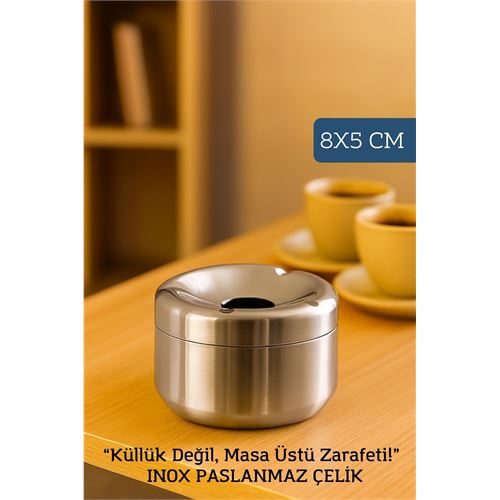TransForMacion Inox Paslanmaz Çelik Küllük – 8 x 5 cm | Modern, Hijyenik ve Dayanıklı Tasarım 722189
