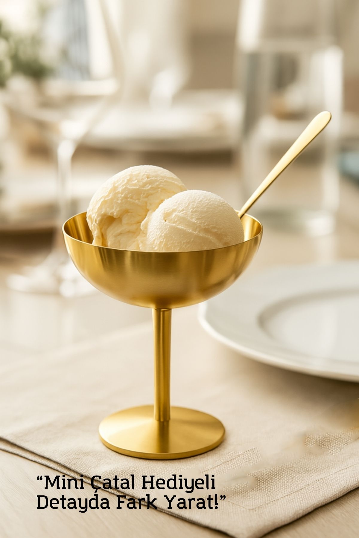 Gold Inox Çelik Ayaklı Dondurma ve Sunum Kasesi – Tatlı, Lokum ve Sunum Kabı 722193