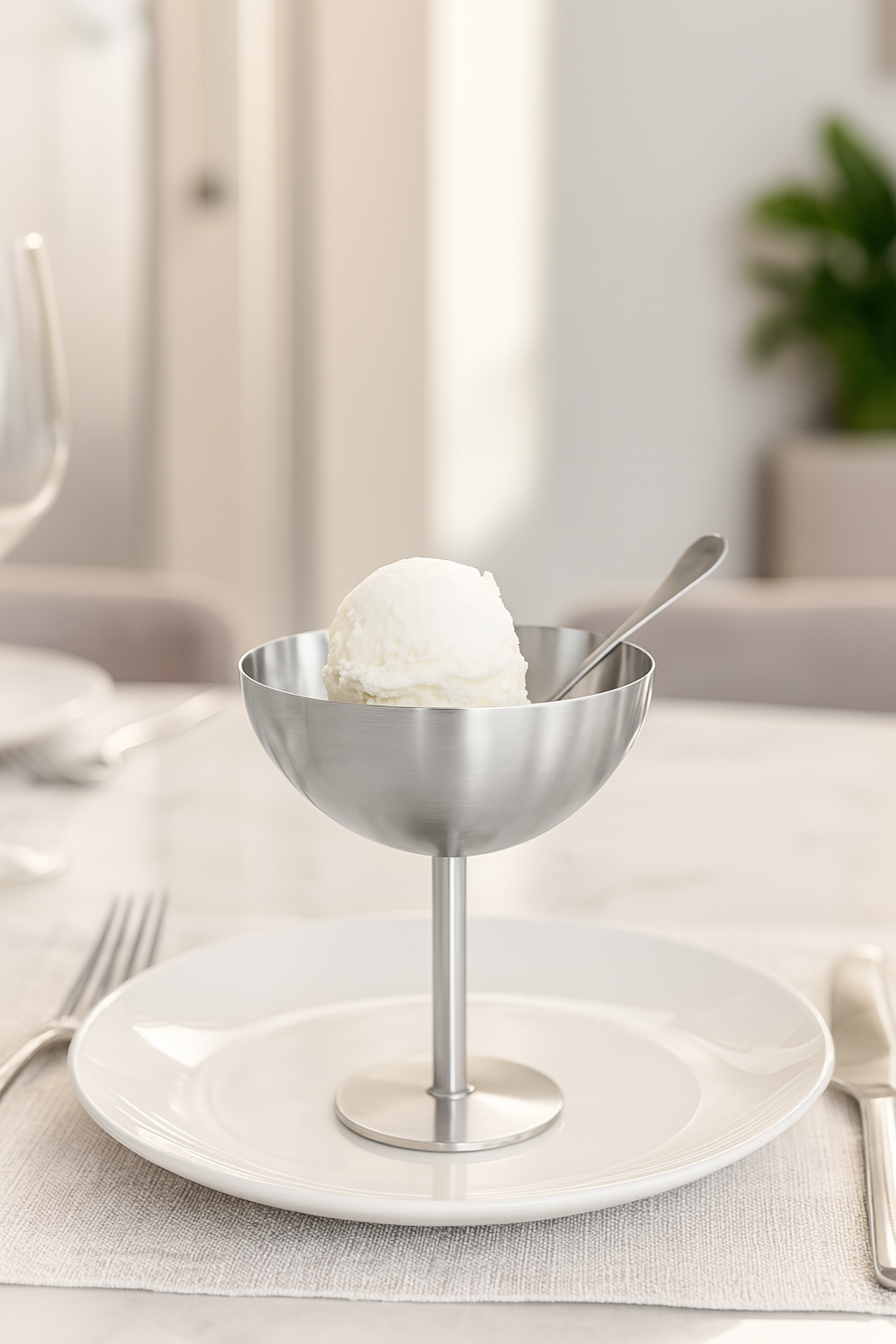 Gümüş Inox Çelik Ayaklı Dondurma ve Sunum Kasesi – Tatlı, Lokum ve Sunum Kabı 722194