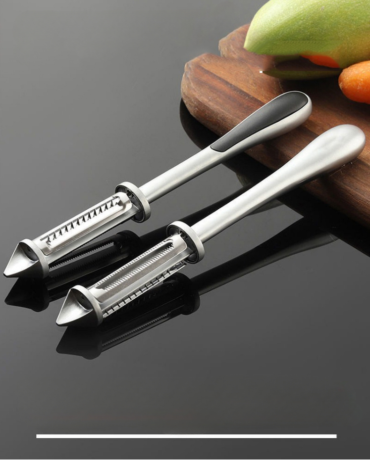 2 Bıçaklı Inox Paslanmaz Çelik Sebze Soyacak | Düz ve Tırtıklı Bıçak | Çok Amaçlı Kullanım 722199
