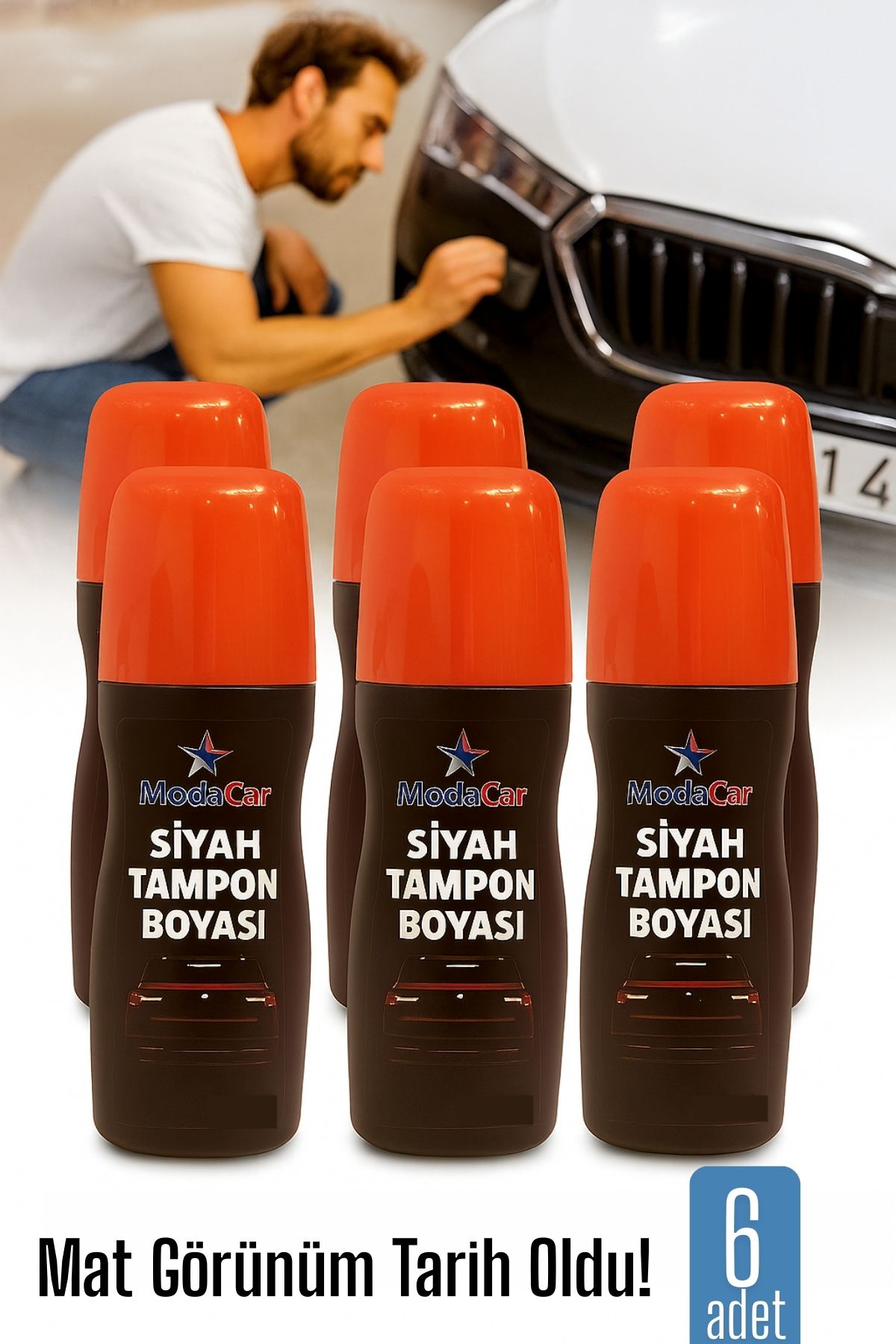 6 LI Siyah Tampon Boyası Solmuş ve Matlaşmış Tamponlar İçin Hızlı Yenileme 