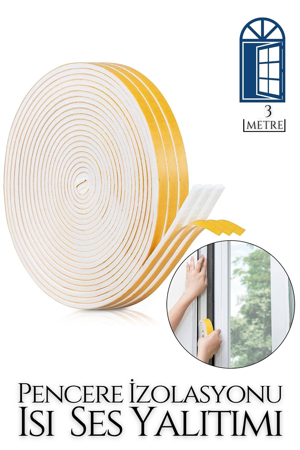 Pencere Ses Isı Yalıtım Sünger Bant 3 METRE