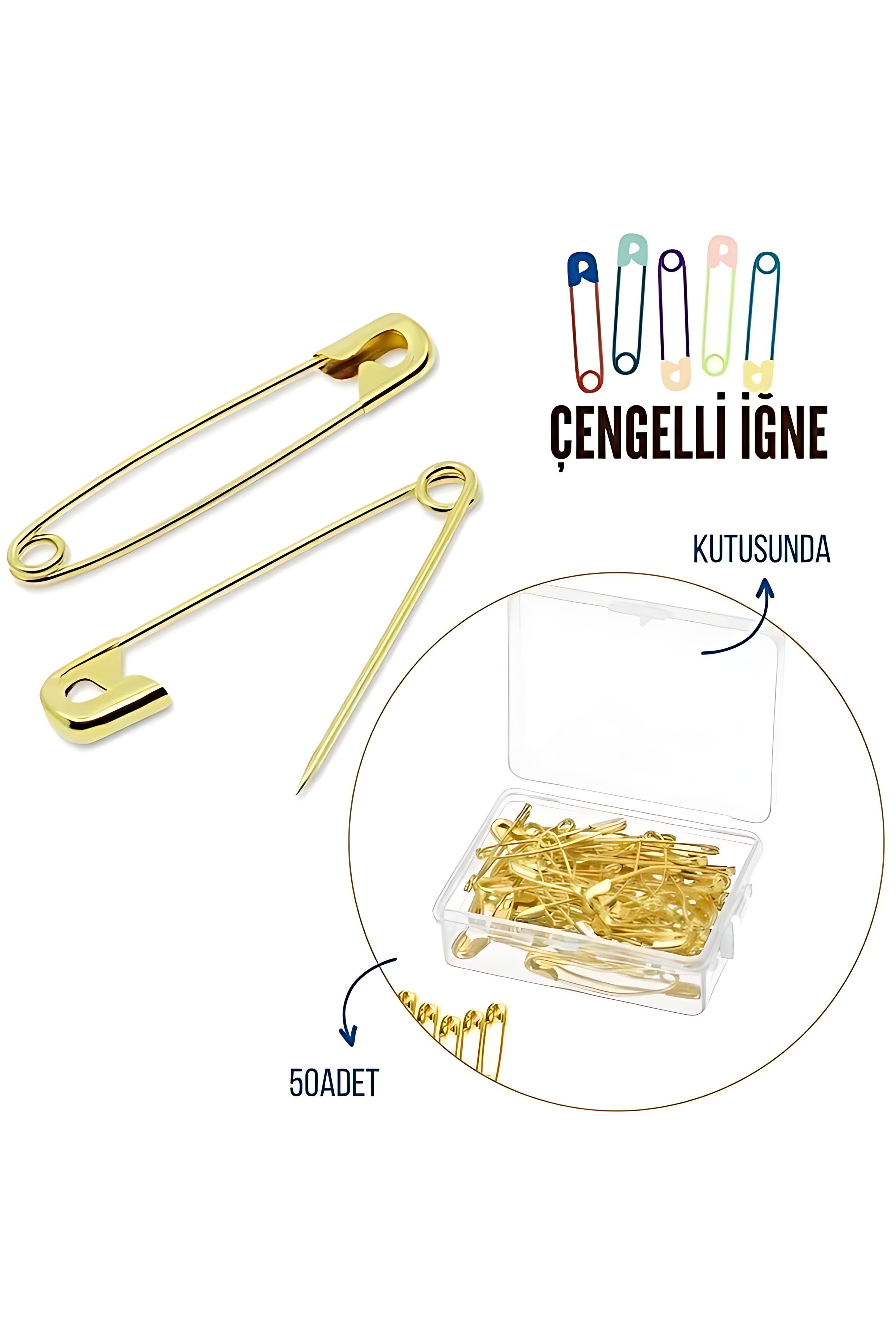 50 Adet Kutulu Çengelli Iğne 