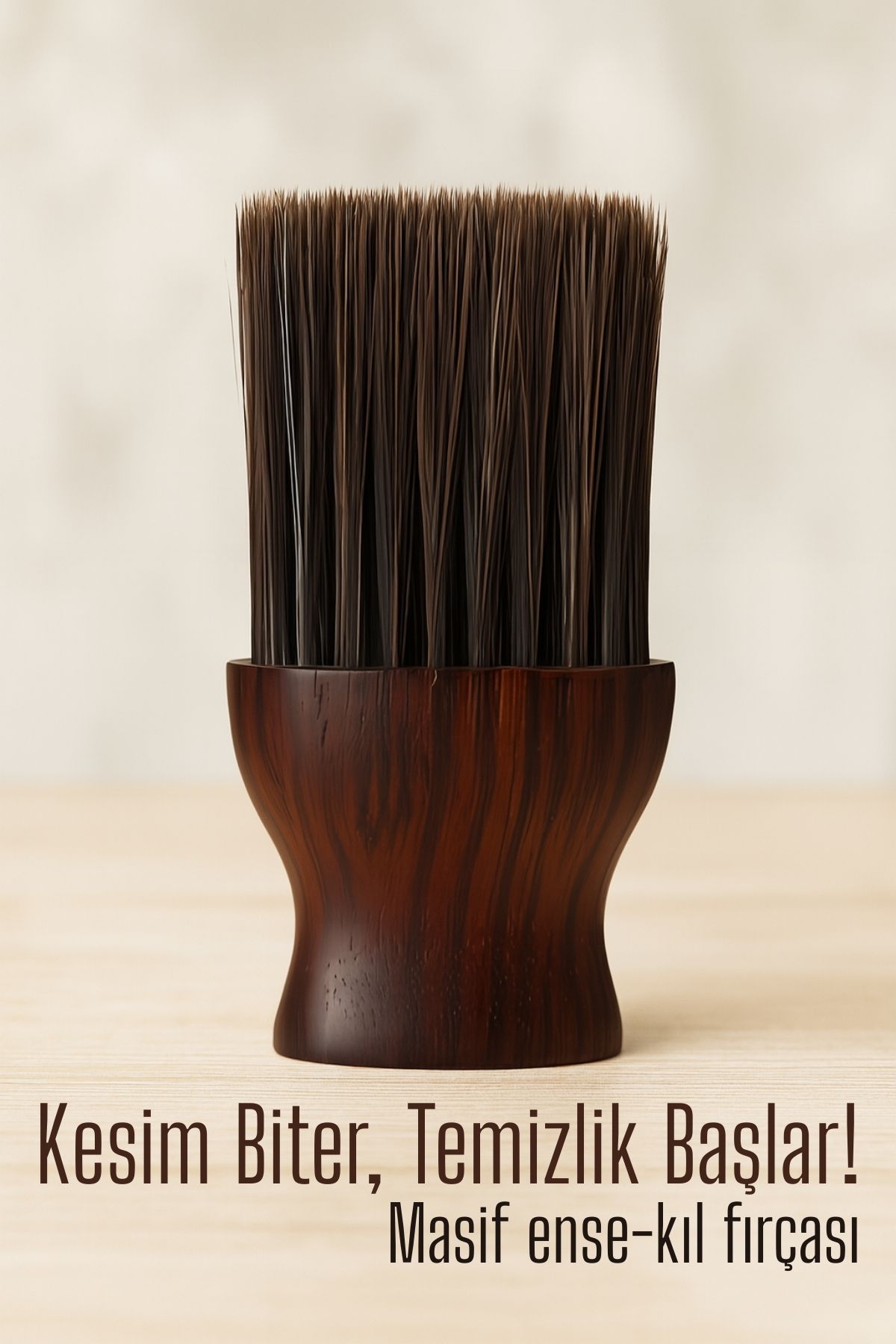 Berber Ense Fırçası Saç Temizleme Fırçası - Berber Temizlik Fırçası Masif Ahşap  