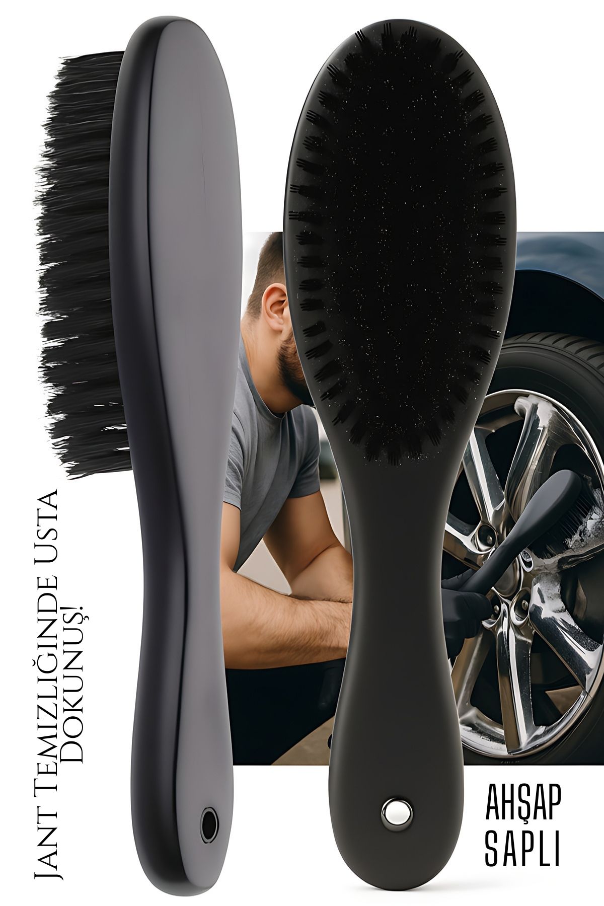 Jant Temizlik Fırçası Hassas Jant Temizleme Fırçası Ahşap Saplı 