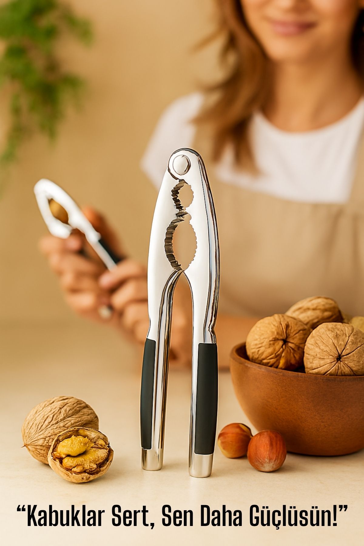 Metal Ceviz Kıracağı – Kauçuk Tutma Yerli | Fındık, Ceviz, Badem İçin Ergonomik Kırıcı 