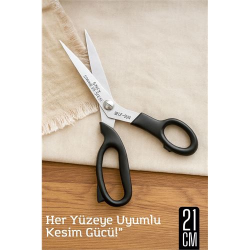 Modacar Çok Amaçlı Makas – 21 cm Uzunluk | 11 cm Kesim Bıçağı | Paslanmaz Çelik, Ergonomik Sap 