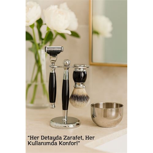 Modacar Koleksiyon Tıraş Seti – 304 Cerrahi Çelik & Kemik Saplı | Çift Cidarlı Tıraş Tası Icardi Collection 