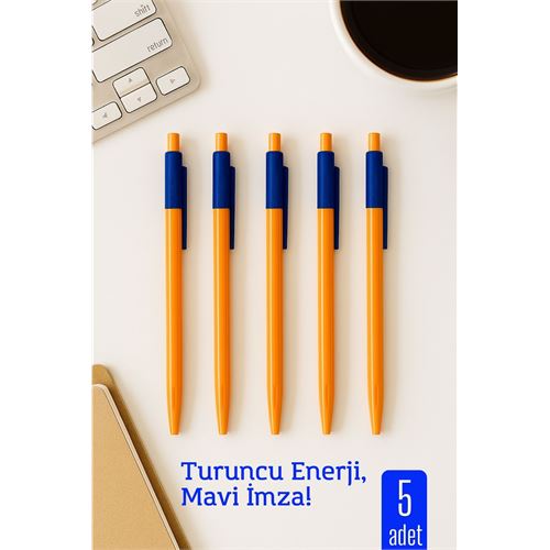 Modacar Tükenmez Kalem Mavi Ofis ve Okul İçin Pratik Yazım 5 li PAKET 