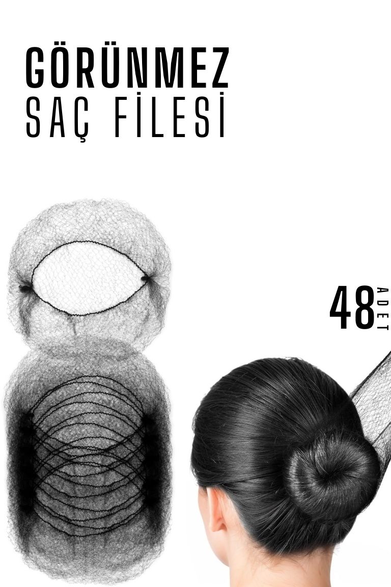 Saç Topuz Filesi Topuz Sabitleyici File Eastik Topuz Ağı Hostes Saç Filesi SİYAH 48Lİ  720528